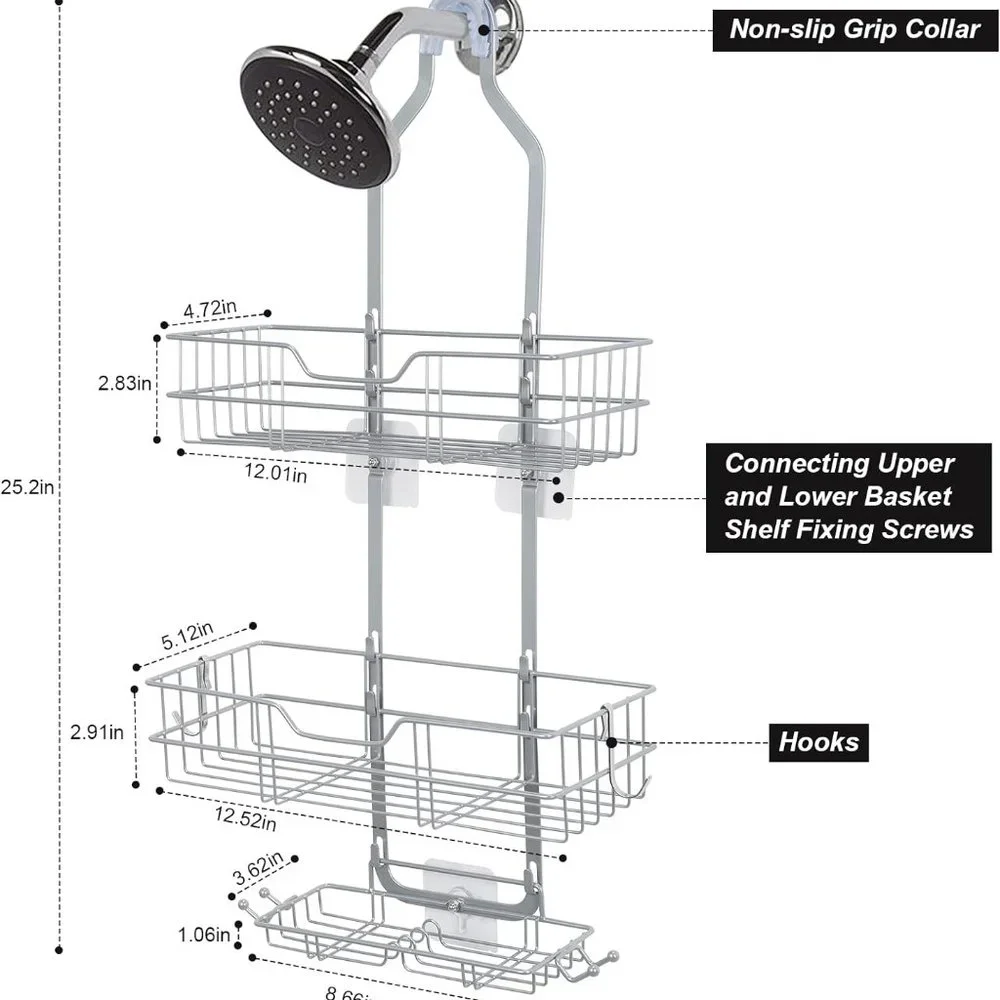 Hanging Shower Organizer for Bathroom, Over Head Shower Caddy